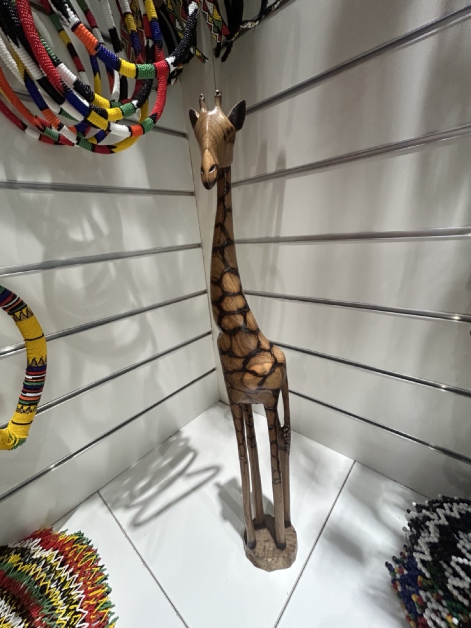 Handcrafted Wooden Giraffe Statue