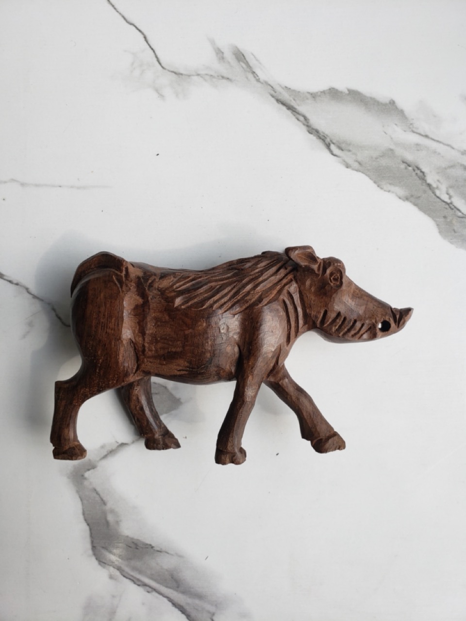 Hand-Carved Wooden Warthog