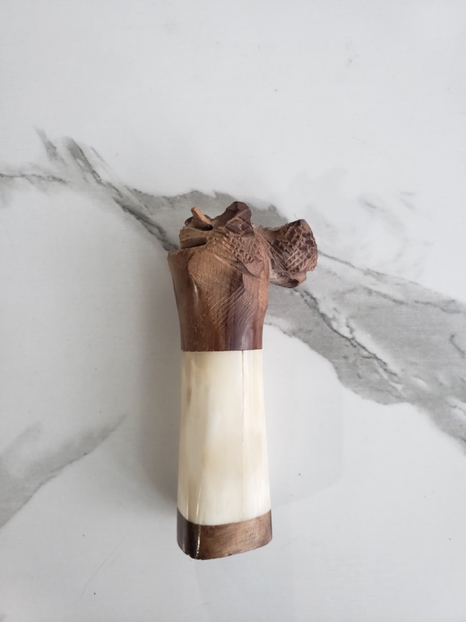 Handcrafted Wooden and Bone Salt Shaker 