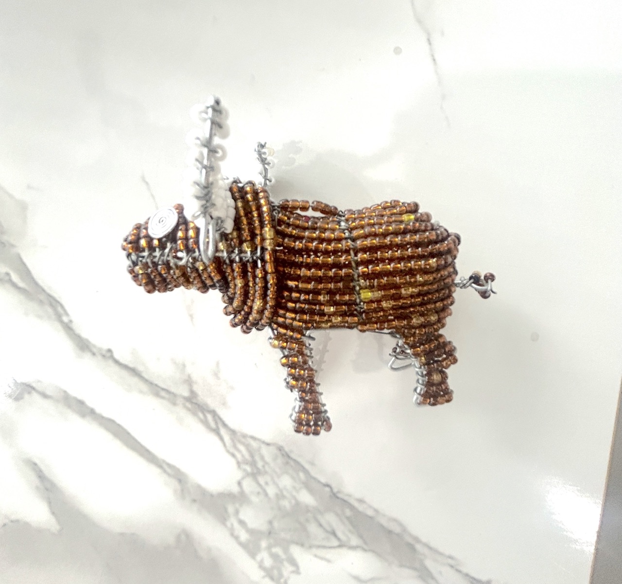 Handcrafted Beaded Rhino