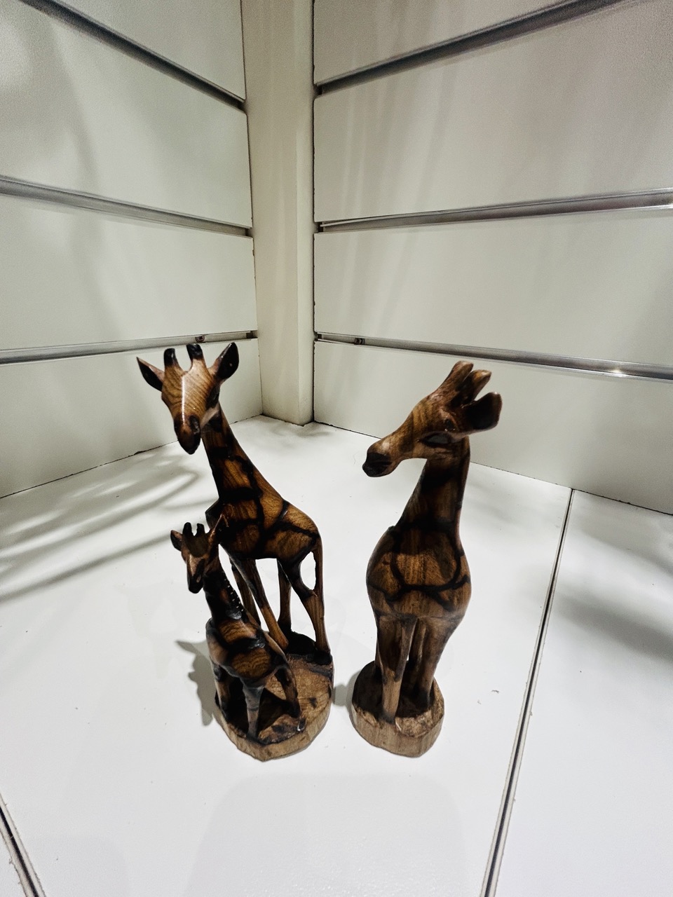 Handcrafted Wooden Giraffe Figurines Mother and Child