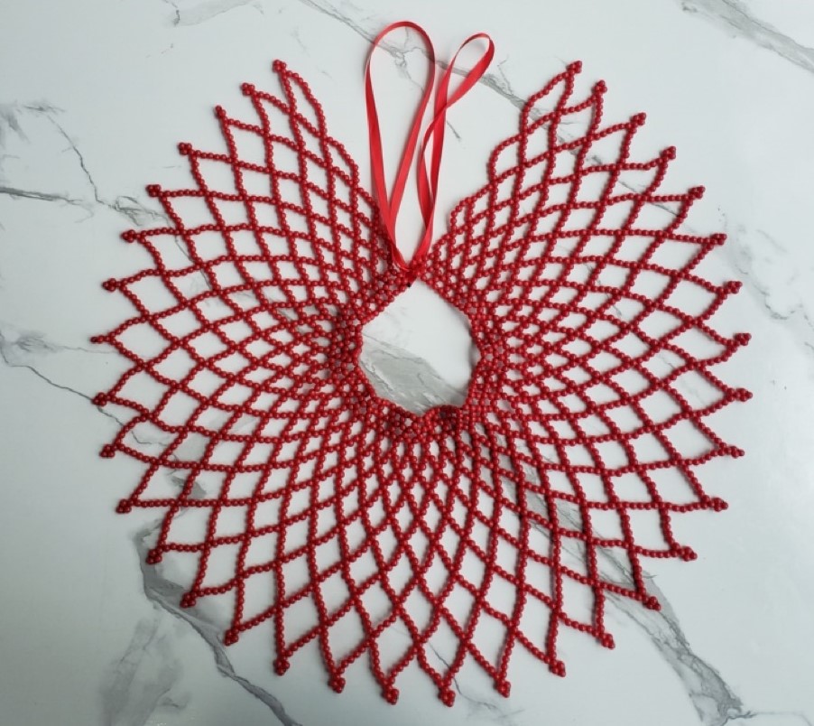 Handmade Red Beaded Collar Necklace