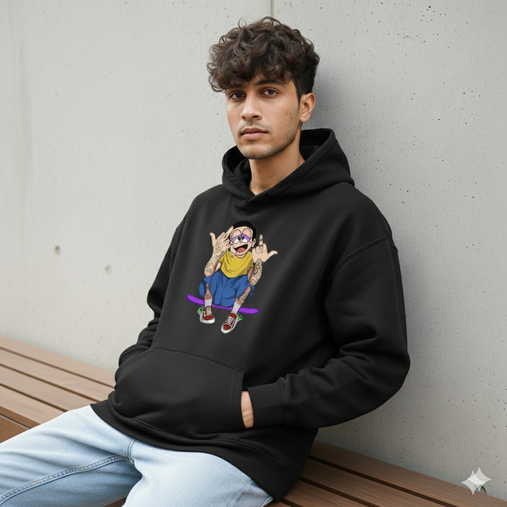 Skater Cartoon Graphic Hoodie