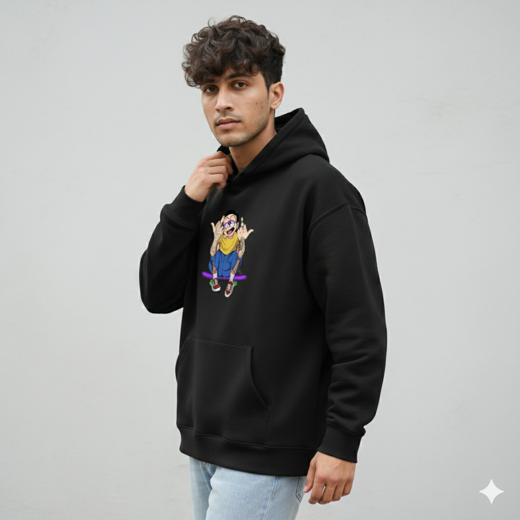 Skater Cartoon Graphic Hoodie