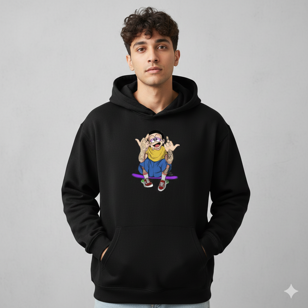 Skater Cartoon Graphic Hoodie