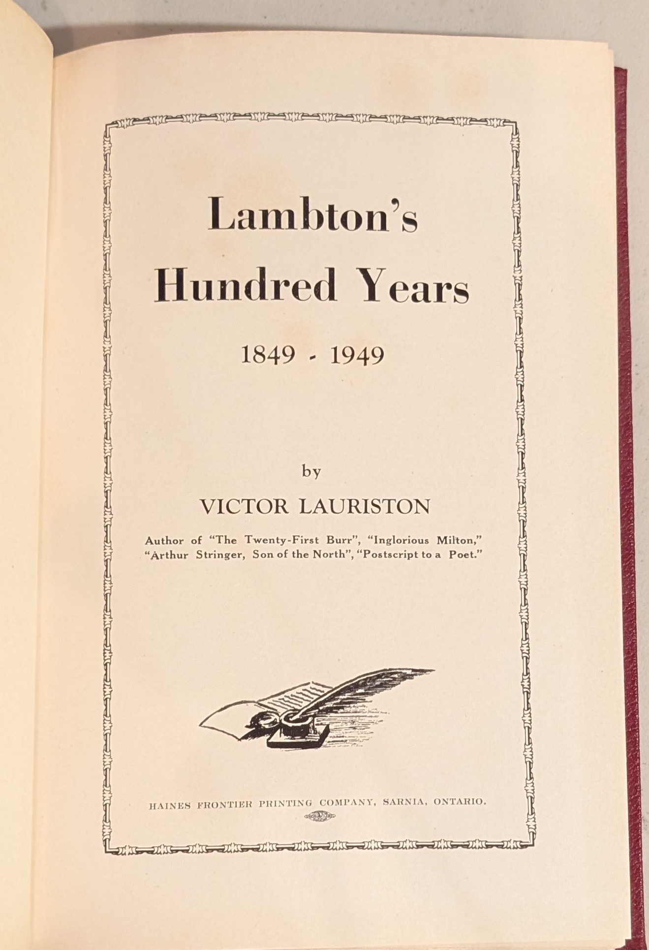 Lambton County's Hundred Years 1849-1949