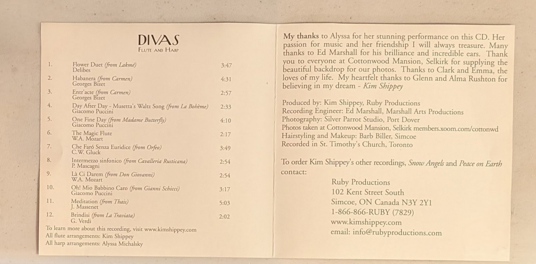 Divas: Flute & Harp CD