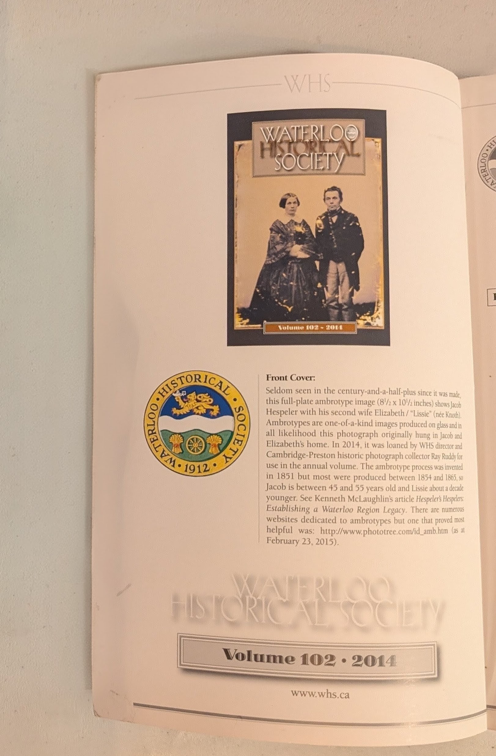 Waterloo Historical Society Volume 102 (2014)