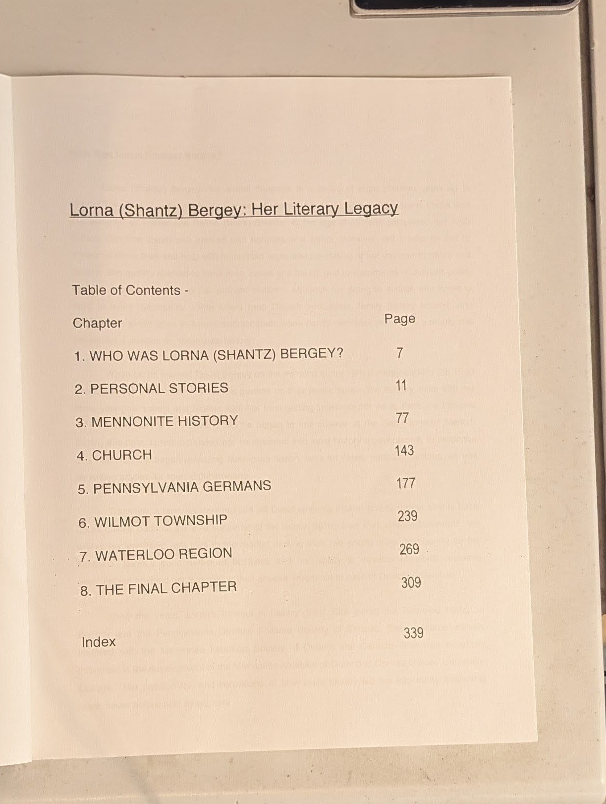 Lorna (Shantz) Bergey: Her Literary Legacy