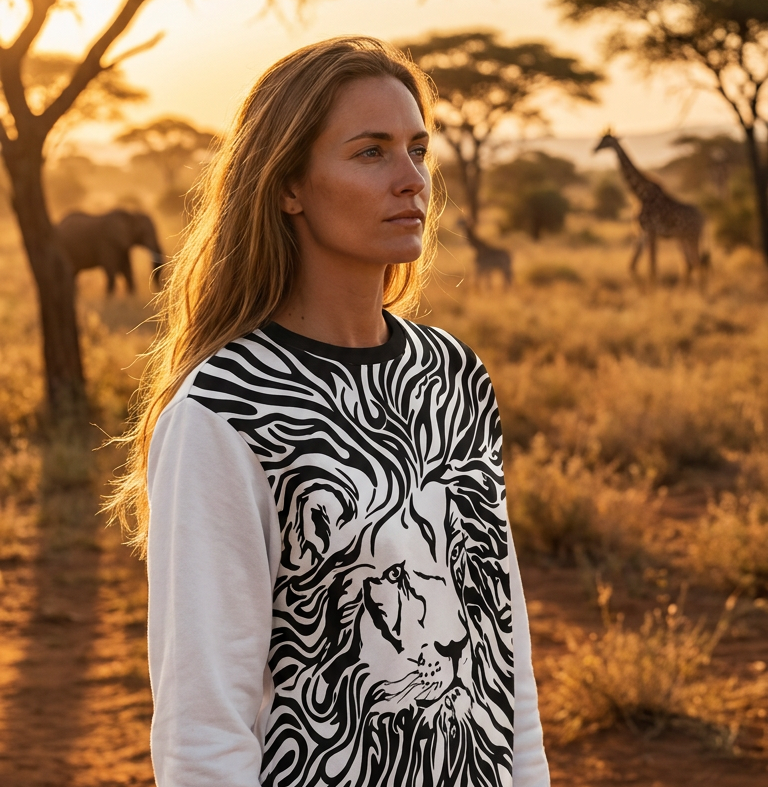 Lion Print Long Sleeve Shirt