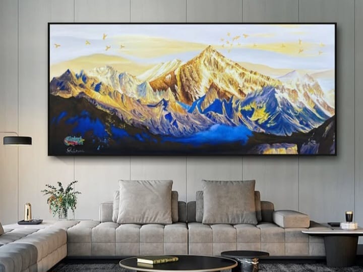 lukisan premium astethic tema pegunungan himalaya