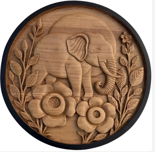 Hiasan dinding Pahatan Kayu Gajah