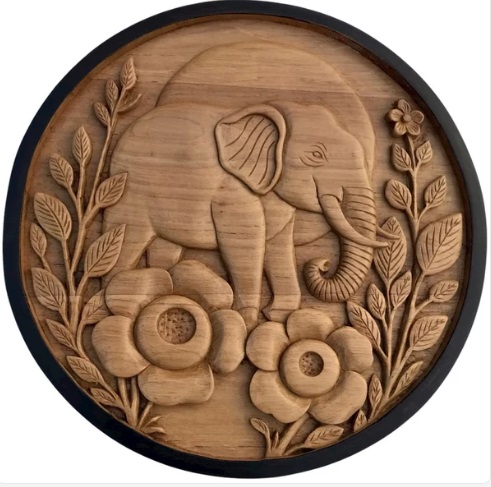 Hiasan dinding Pahatan Kayu Gajah