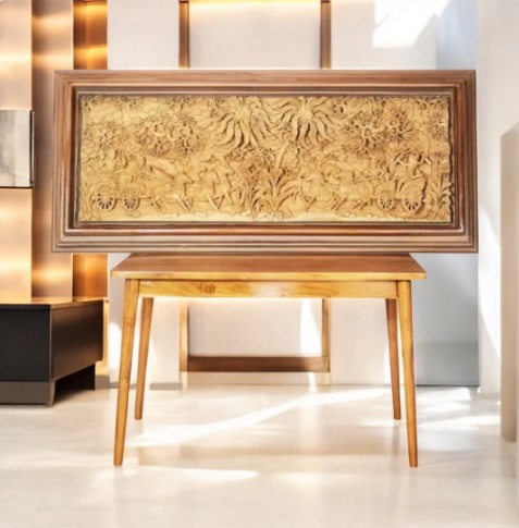 Relief Ukir Motif Karnotanding Kayu Jati