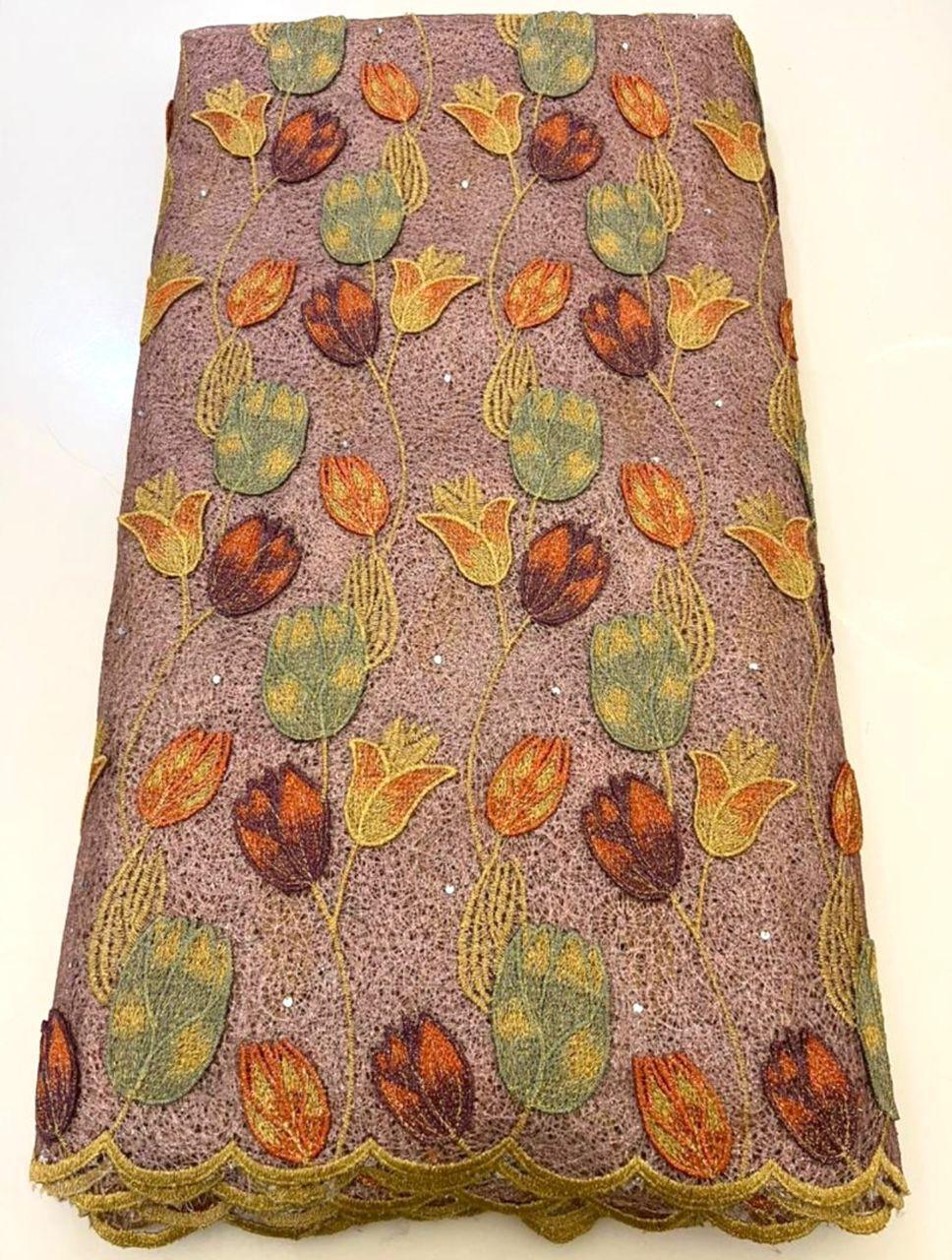 Floral Embroidered Lace Fabric