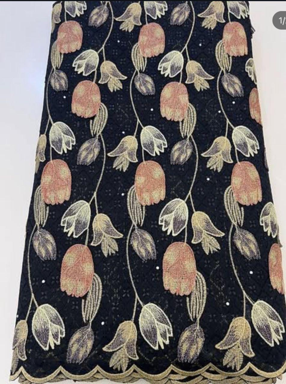 Floral Embroidered Lace Fabric