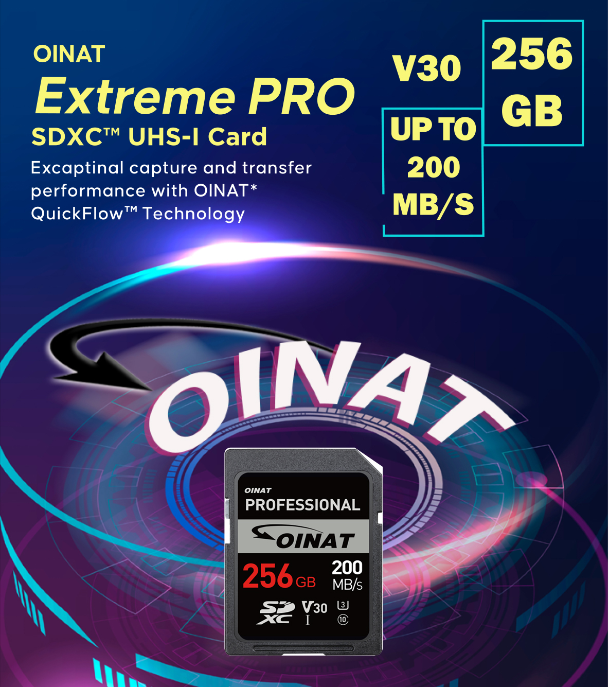 SD Card 256GB Extreme PRO SDXC UHS-I V30 U3 Class 10 High-Speed 4K