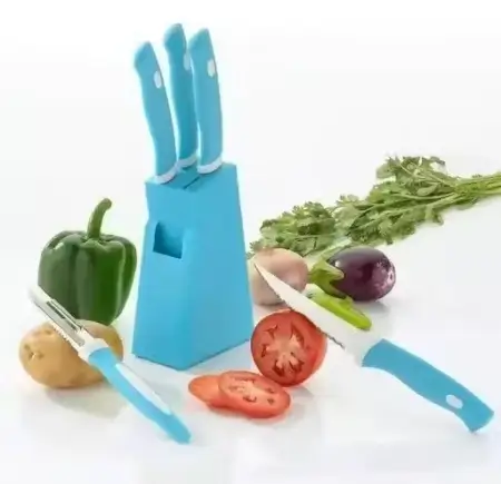Blue kitchen knife set