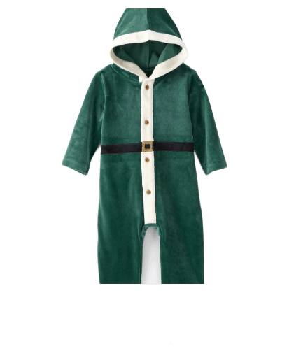 Pijama tipo duende con capucha para bebé
