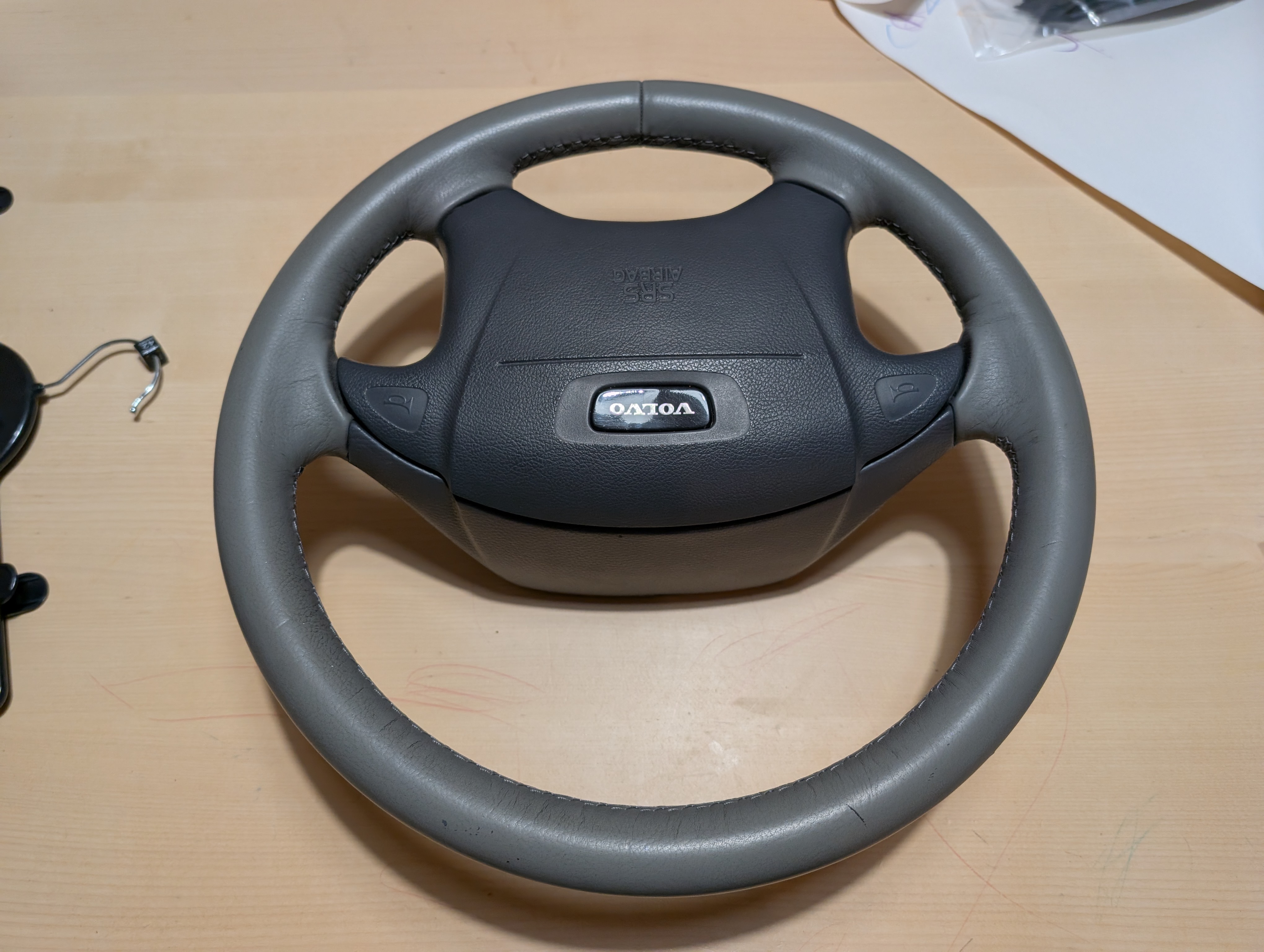 Grey Leather Steering Wheel