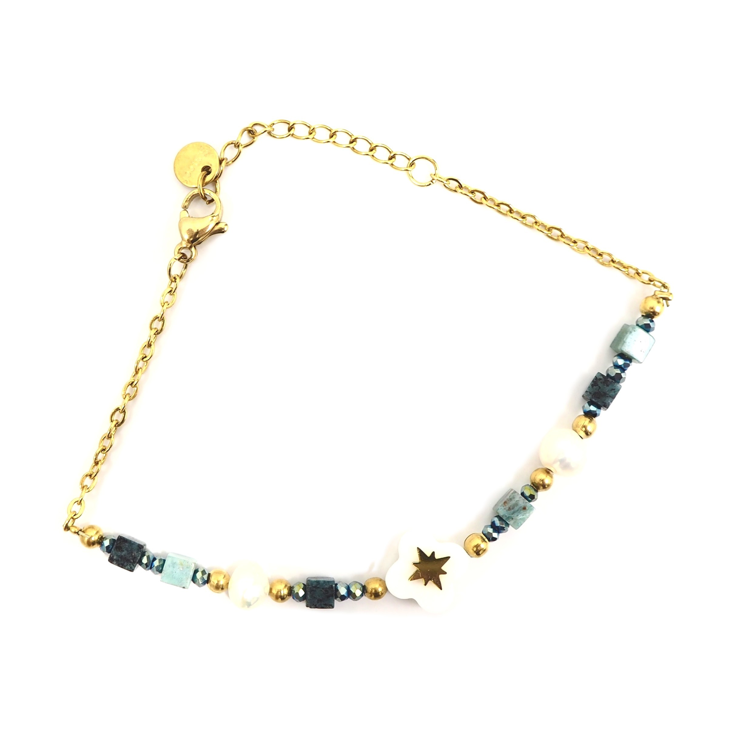 Pulseira com trevo de madrepérola - Turquesa