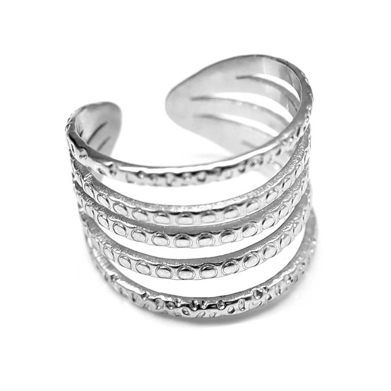 Anel 5 linhas - Prateado