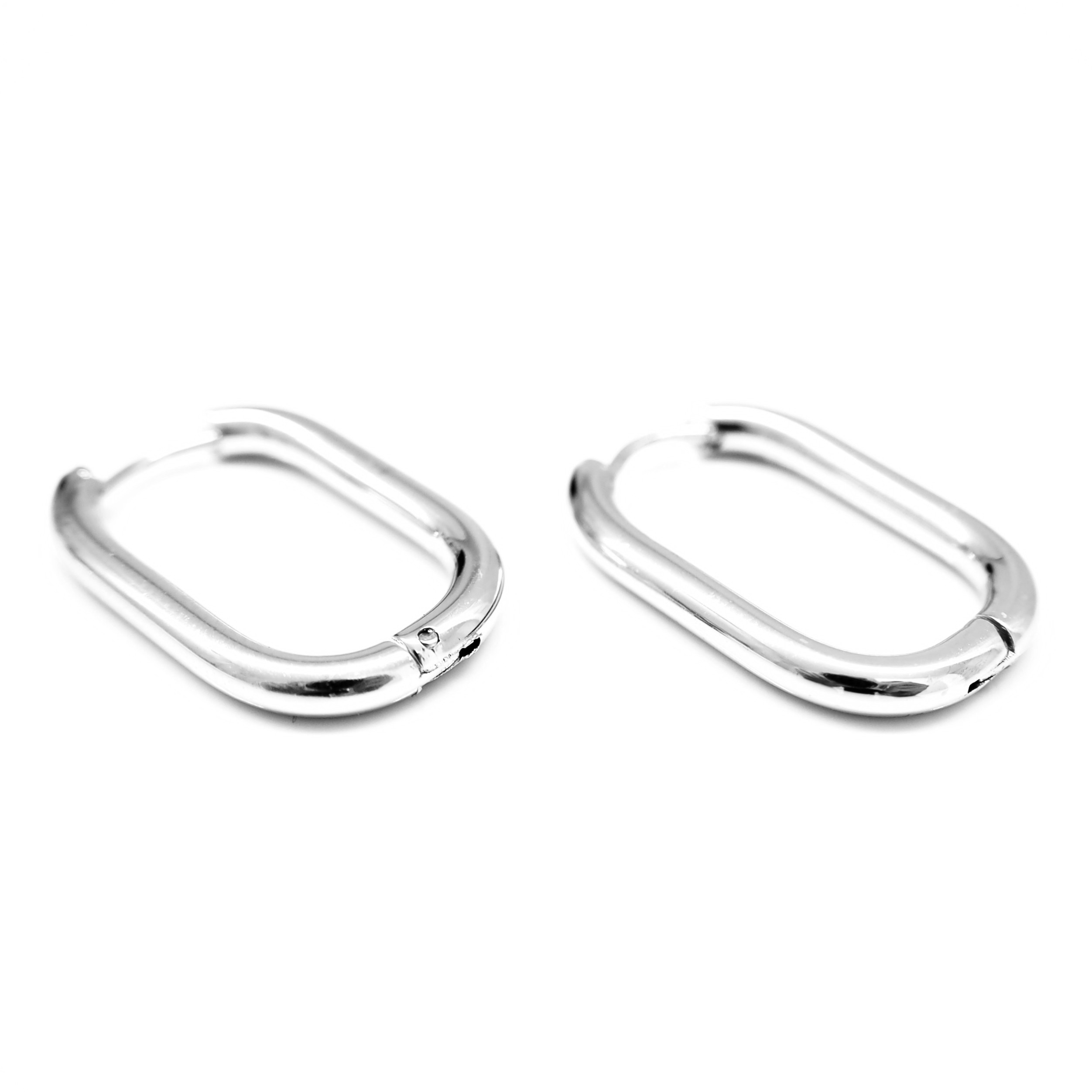 Brincos argola retangulares - Prateado