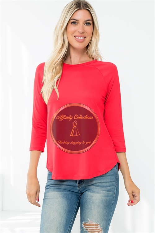 Coral casual 3/4 sleeve tee Top