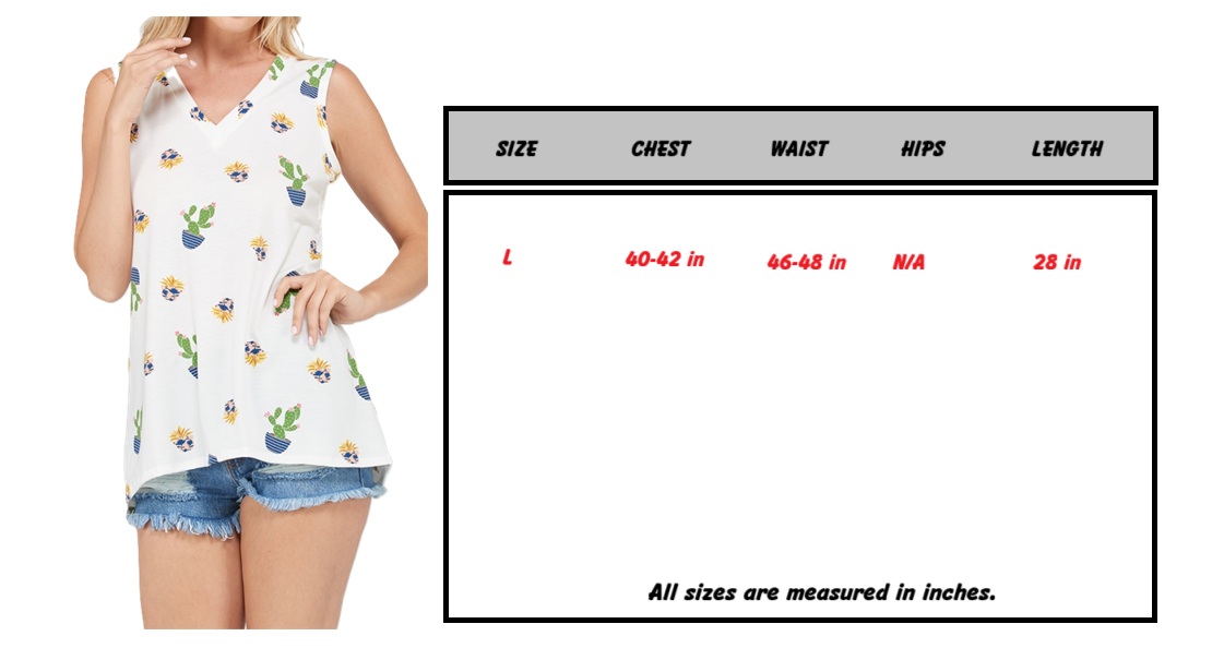 Women's Cactus Print Sleeveless Top