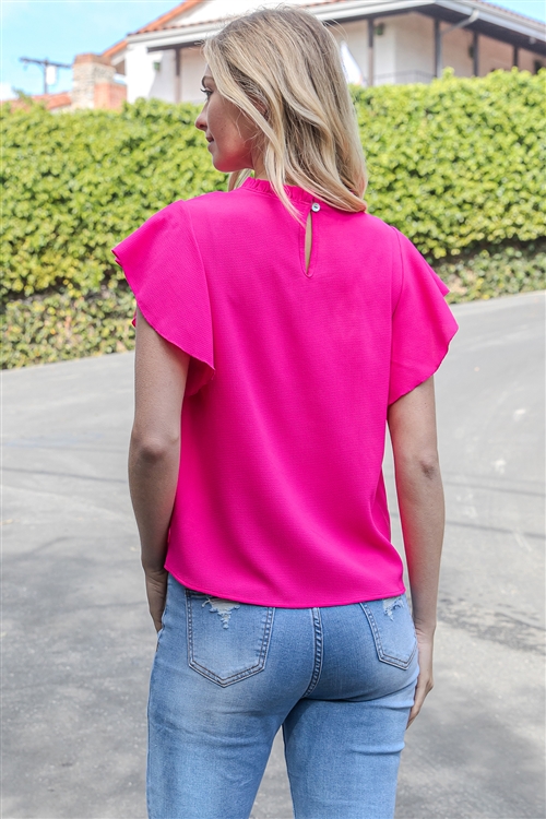 Pink Ruffle Sleeve Blouse