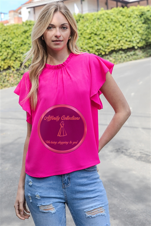 Pink Ruffle Sleeve Blouse