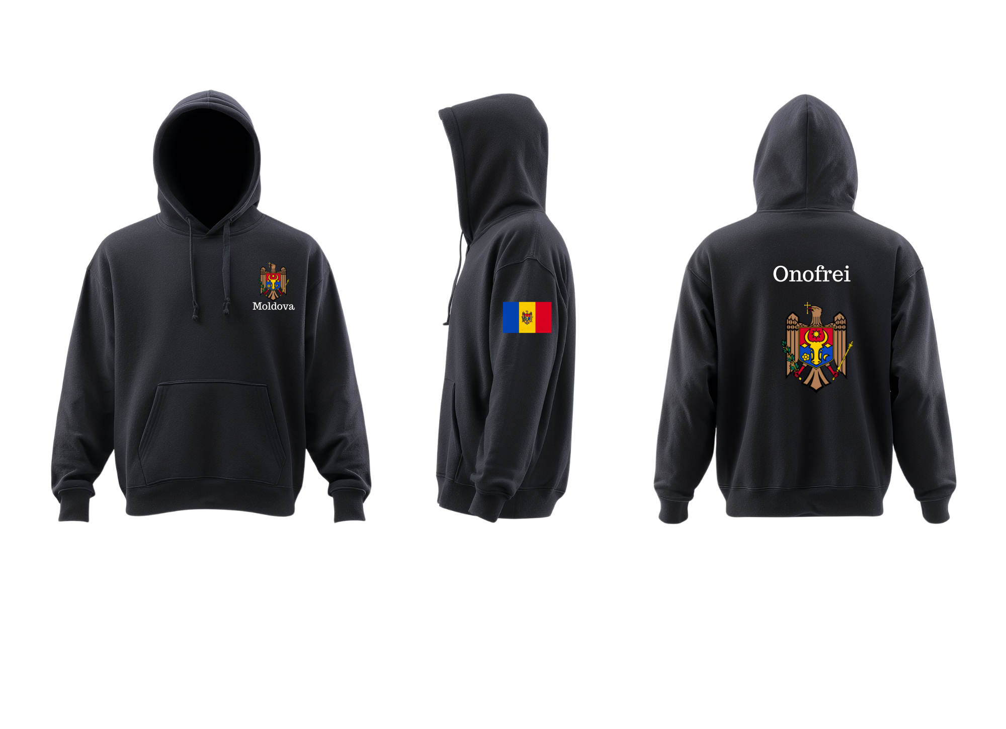 Hanorac Negru Personalizat – Mândria Moldovei