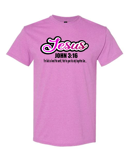 Jesus John 3:16 Christian T-Shirt, Spiritual tee cotton short sleeve crew neck