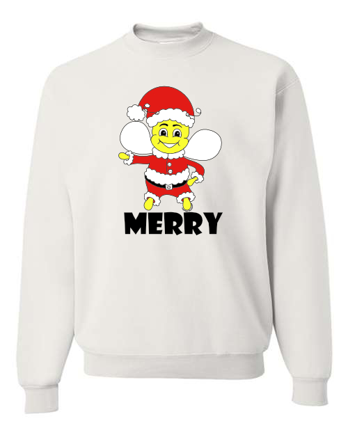 Graphic Apparel, Sweatshirt, Gildan, Jerzees, Christmas Santa Be Merry Bumblebee, Unisex, Small-XLarge, 50/50, 100% cotton, 2025