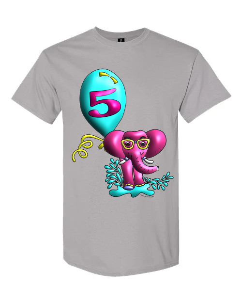 Children's Birthday Elephant t-shirt cotton kids, youth, girls, boys