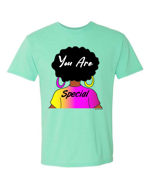 Naturally Me, You Are Special, African American Girl Afro T-Shirt