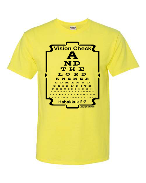 Design-A-Tee Company, Spiritual t-shirt, Eye chart graphic tee, Print, Vision Check Habakkuk 2:2 Scripture KJV