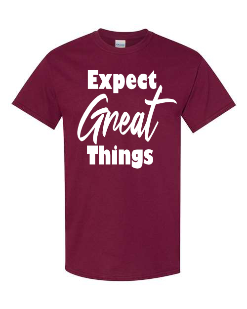 Encouraging Uplifting T-shirt Expect Great Things, Graphic Tee, Short sleeve,