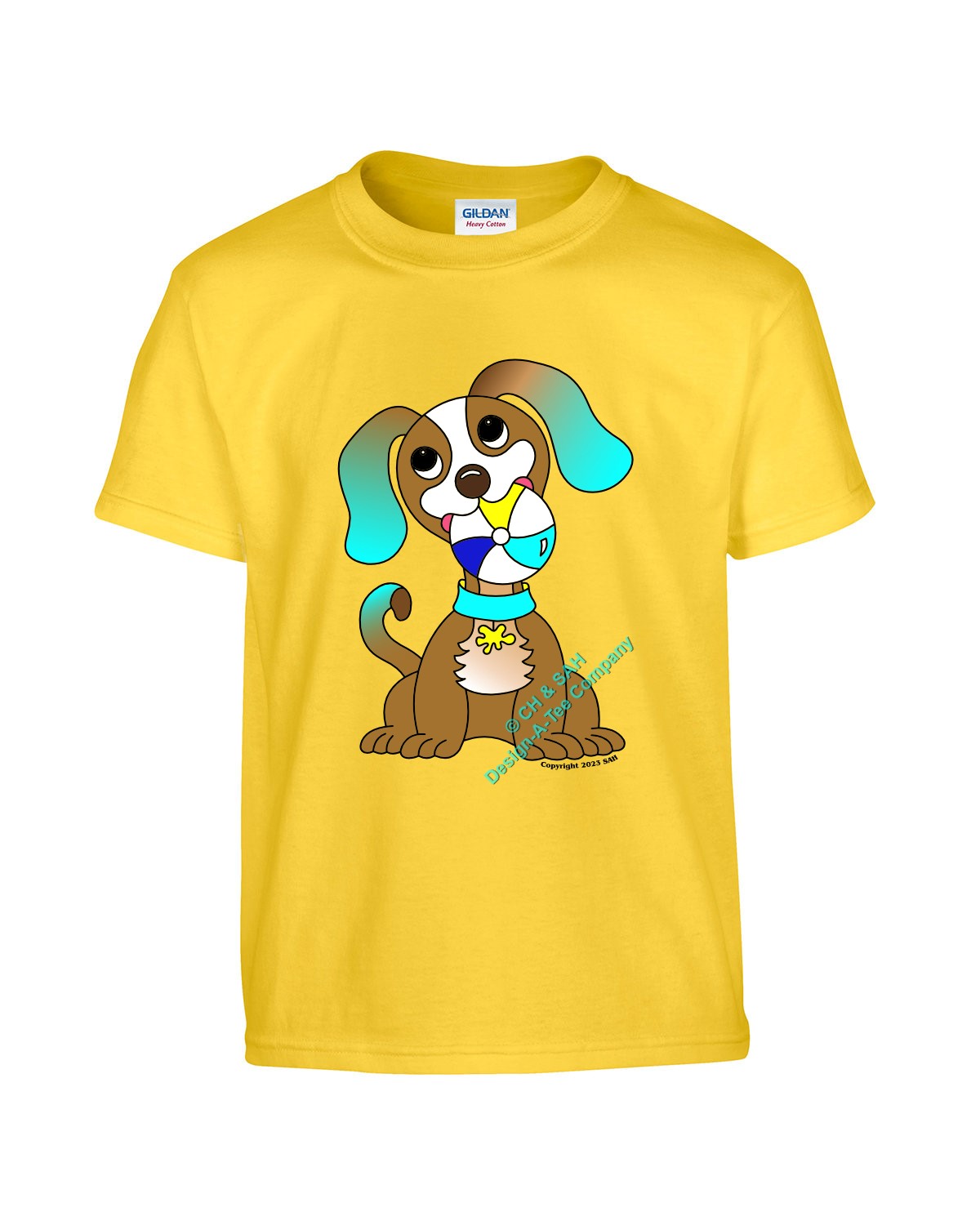 Pink Kids T-Shirt with Cartoon Dog Print