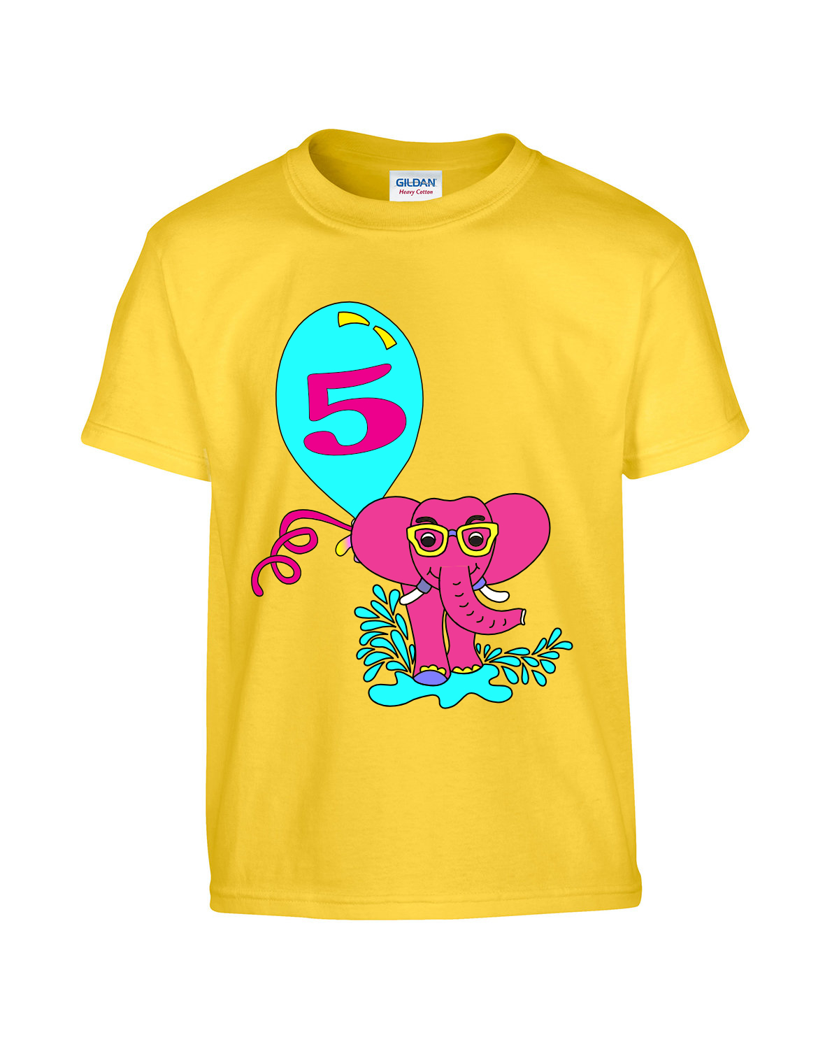 Elephant pink with teal Balloon Children's t-shirt for kids, youth, girls, boys, celebration, birthday, party, graduation,