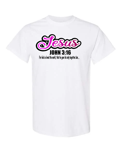 Jesus John 3:16 Christian T-Shirt, Spiritual tee cotton short sleeve crew neck