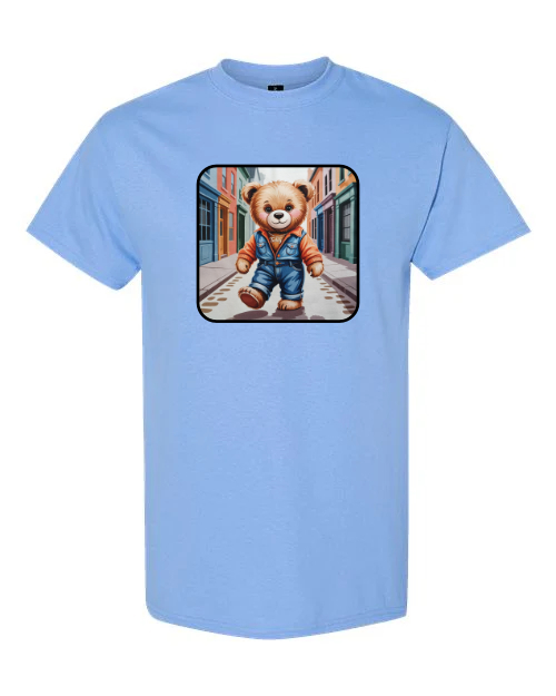Blue T-shirt with Teddy Bear Print