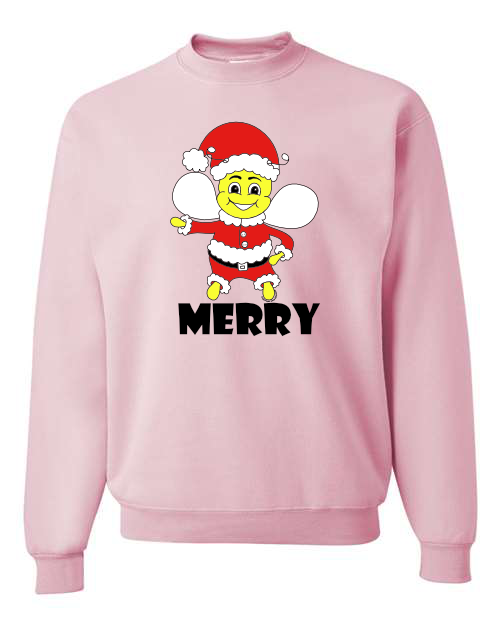 Graphic Apparel, Sweatshirt, Gildan, Jerzees, Christmas Santa Be Merry Bumblebee, Unisex, Small-XLarge, 50/50, 100% cotton, 2025