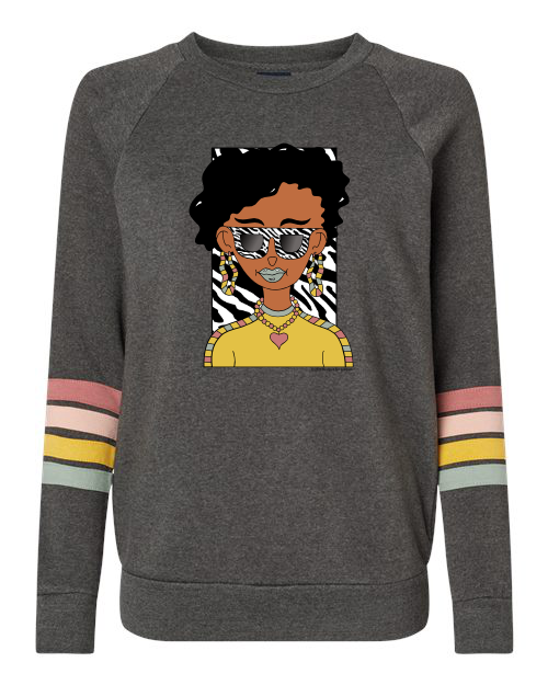 Sweatshirt MV Sport Women's Striped Sleeves "You Are Worth It" Girl Crewneck shirt