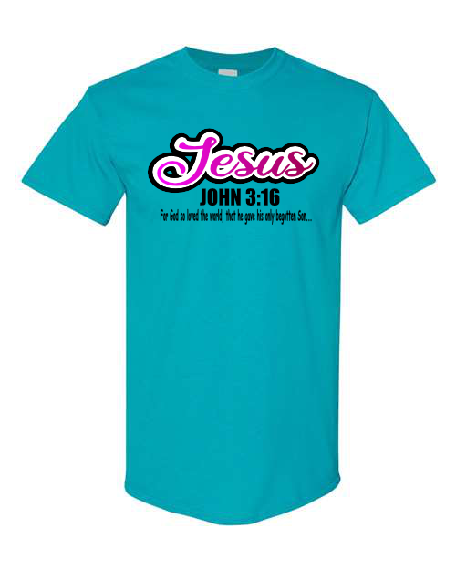 Jesus John 3:16 Christian T-Shirt, Spiritual tee cotton short sleeve crew neck