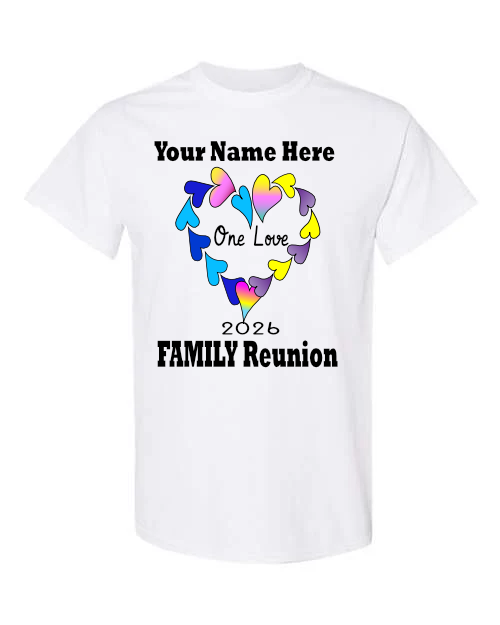 Personalized Family Reunion Heart T-Shirt