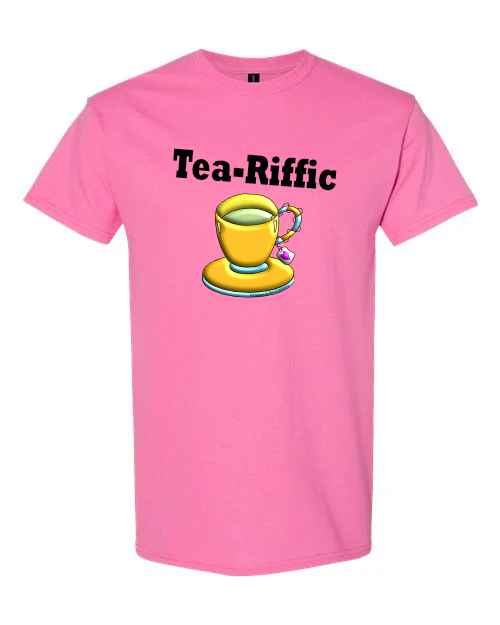 Tea-Riffic Pink T-Shirt tea lover cotton 