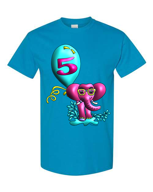 Children's Birthday Elephant t-shirt cotton kids, youth, girls, boys