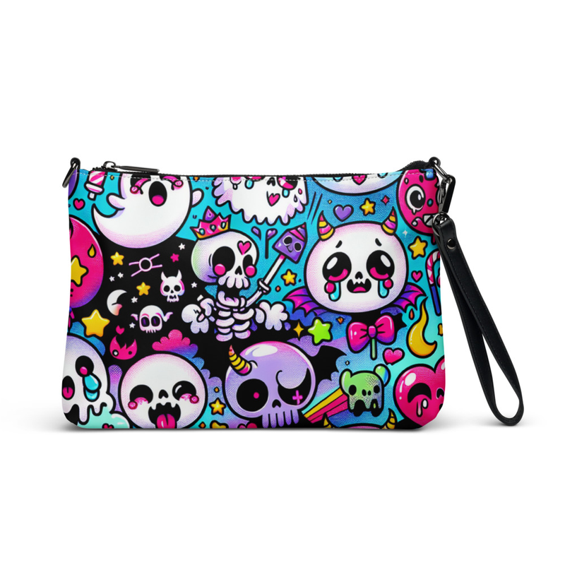 Kawaii Skull Print Wristlet Bag