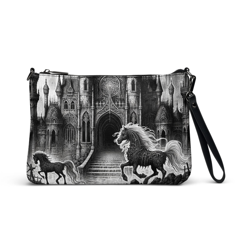 Gothic Castle & Unicorn Fantasy Clutch Bag